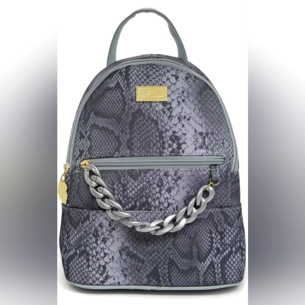 Betsey Johnson Snakeskin Print Chain backpack